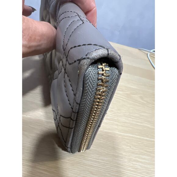 Kate Spade Astor Court Neda Quilted Zip Around Wallet in Wedgewood Gray Tan - Picture 11 of 12